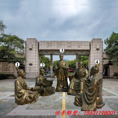 校园名人孔子讲学铜雕