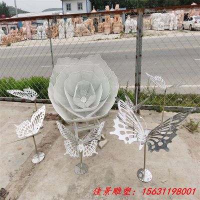 不锈钢镂空蝴蝶花朵雕塑