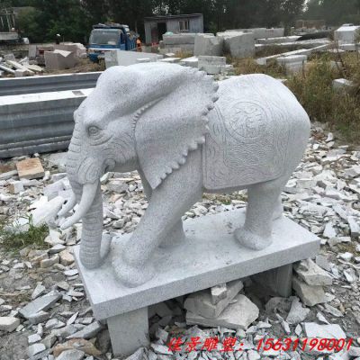门口花岗岩石雕大象雕塑