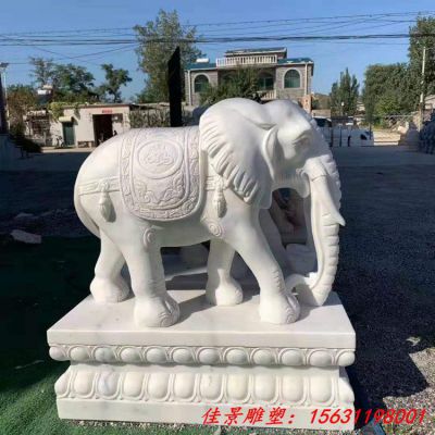 汉白玉门口大象石雕