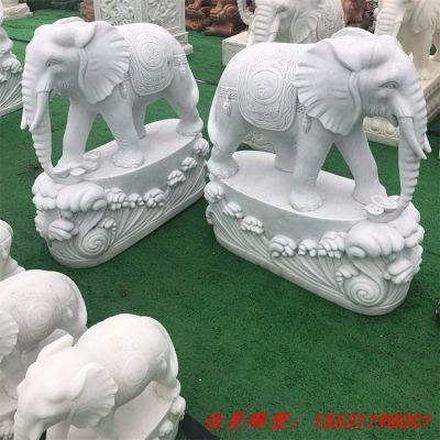 汉白玉石雕大象企业门口动物雕塑