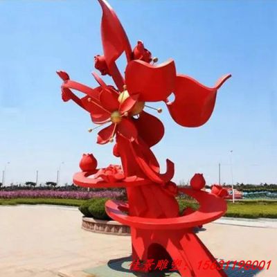 不锈钢花朵雕塑小区景观