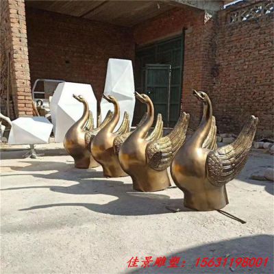 公园小区铜雕喷水天鹅雕塑