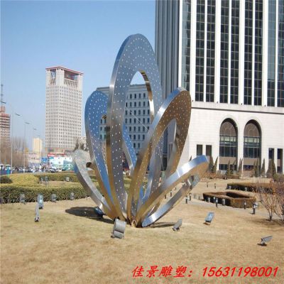 不锈钢抽象灯光花朵雕塑