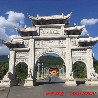 大理石牌楼雕塑石雕三门牌坊
