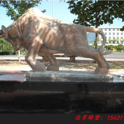 大理石动物开荒牛石雕