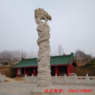 广场石雕盘龙柱