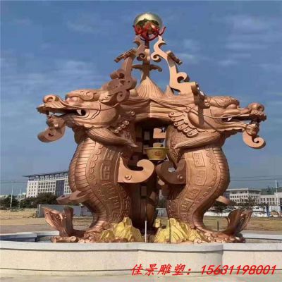 广场景观铜雕龙戏珠