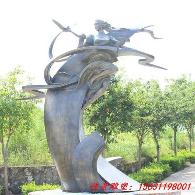 校园和平鸽女孩铜雕