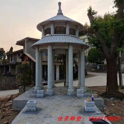 小区双层圆顶凉亭石雕