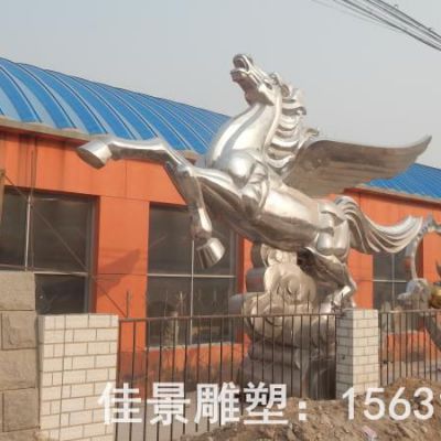 奔腾马不锈钢景观雕塑