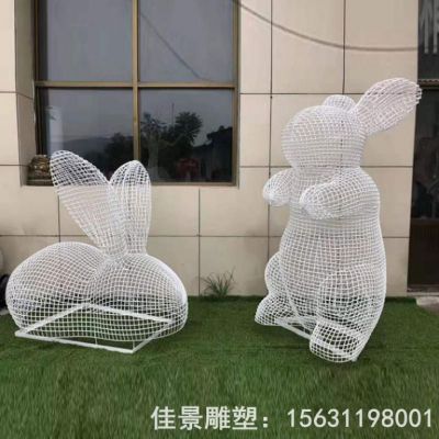镂空兔子不锈钢雕塑