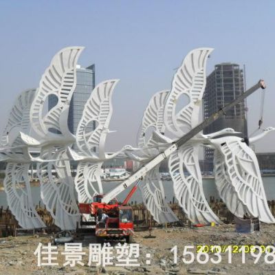 不锈钢白鹭动物雕塑