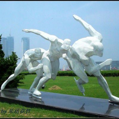滑冰彩绘人物不锈钢雕塑