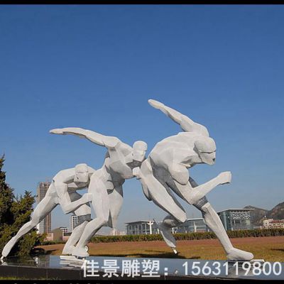 几何不锈钢滑冰景观雕塑