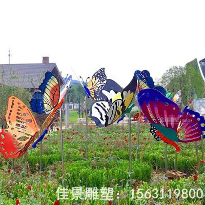园林不锈钢彩绘蝴蝶雕塑