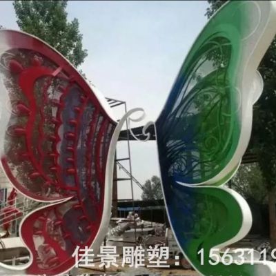 公园不锈钢彩绘蝴蝶雕塑