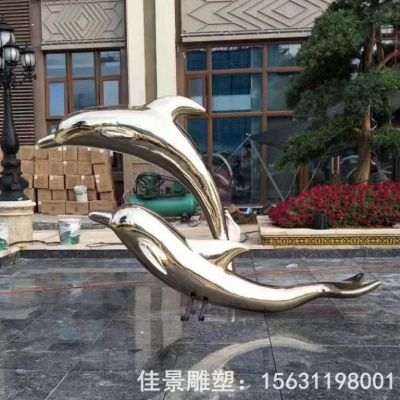 海豚跳跃商场不锈钢雕塑