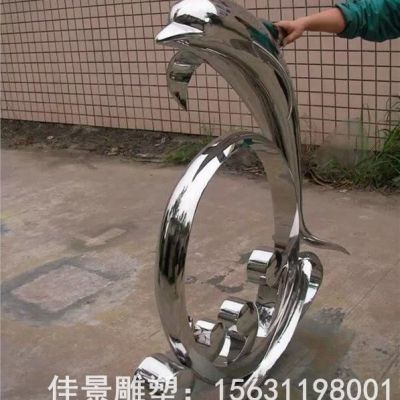 海豚跳跃校园不锈钢雕塑