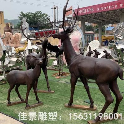 群鹿景观动物铜雕
