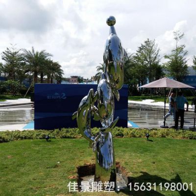 不锈钢抽象海浪景观雕塑