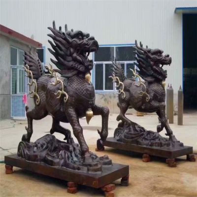 麒麟别墅景观铜雕
