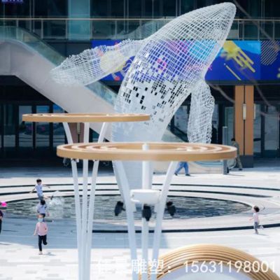 镂空海豚不锈钢动物雕塑