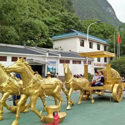 古代马车抽象景观铜雕