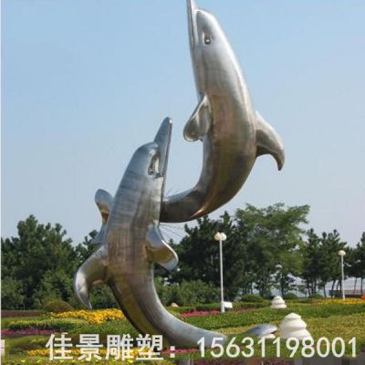 抽象海豚不锈钢城市雕塑