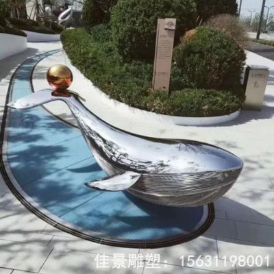 抽象海豚不锈钢广场雕塑