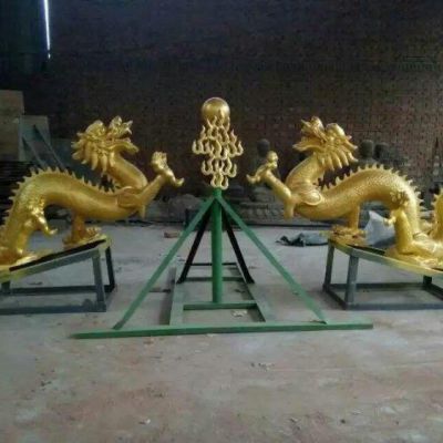 龙戏球公园景观铜雕