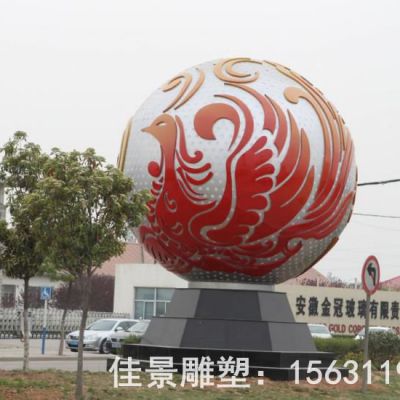 彩绘抽象球不锈钢雕塑
