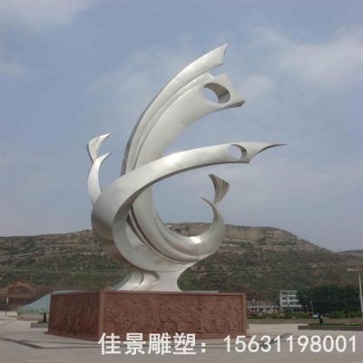 镜面凤凰标志不锈钢雕塑
