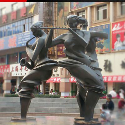 吹笛小女孩人物铜雕
