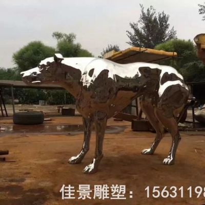 镜面狗动物不锈钢雕塑