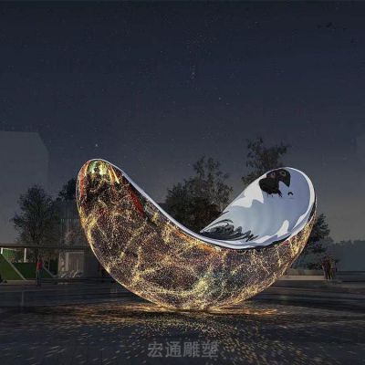 镜面不锈钢校园标志雕塑