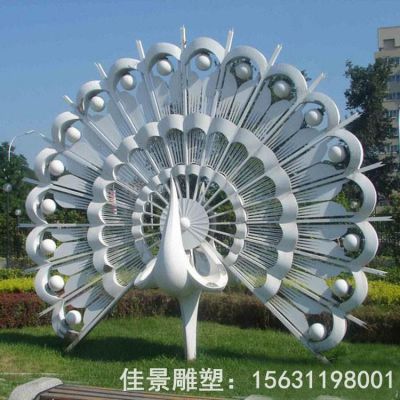 镜面孔雀不锈钢雕塑