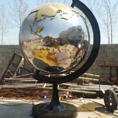 镜面地球仪校园不锈钢雕塑