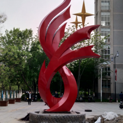 红色标志不锈钢商场雕塑