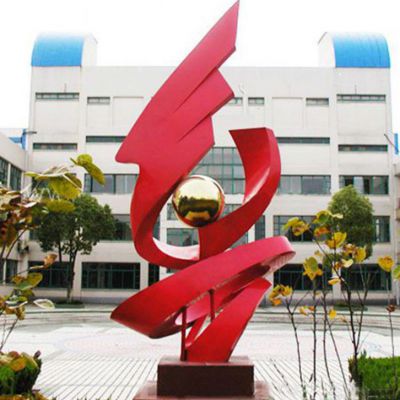 红色标志不锈钢庭院雕塑