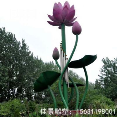 不锈钢公园荷花彩绘雕塑