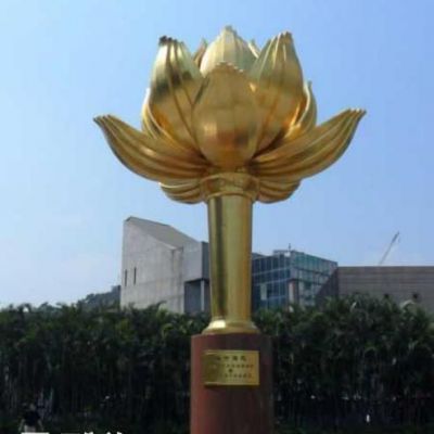 抽象荷花景观标志铜雕