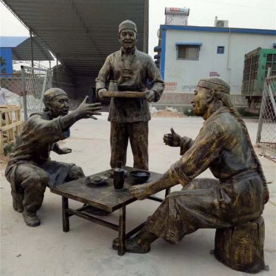 喝酒古代人物景观铜雕