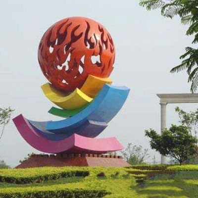 大型不锈钢彩绘标志雕塑
