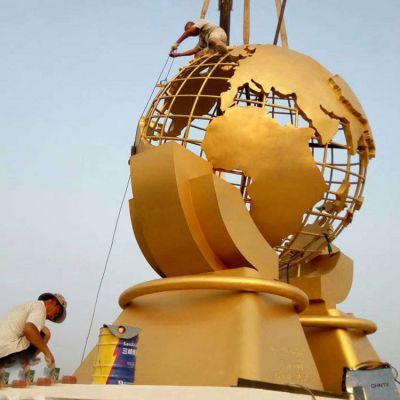 不锈钢户外彩绘地球仪雕塑