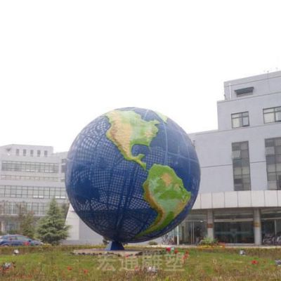 不锈钢公园彩绘地球仪雕塑