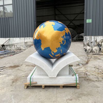 不锈钢校园彩绘地球仪雕塑