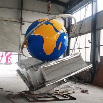 不锈钢城市彩绘地球仪雕塑