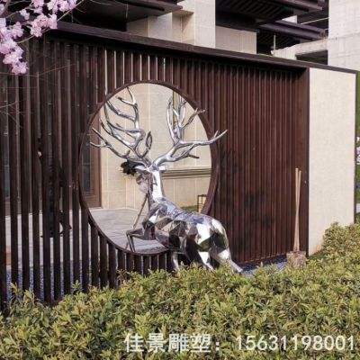 抽象小鹿不锈钢动物雕塑