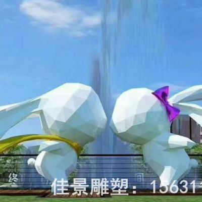几何兔子抽象不锈钢雕塑